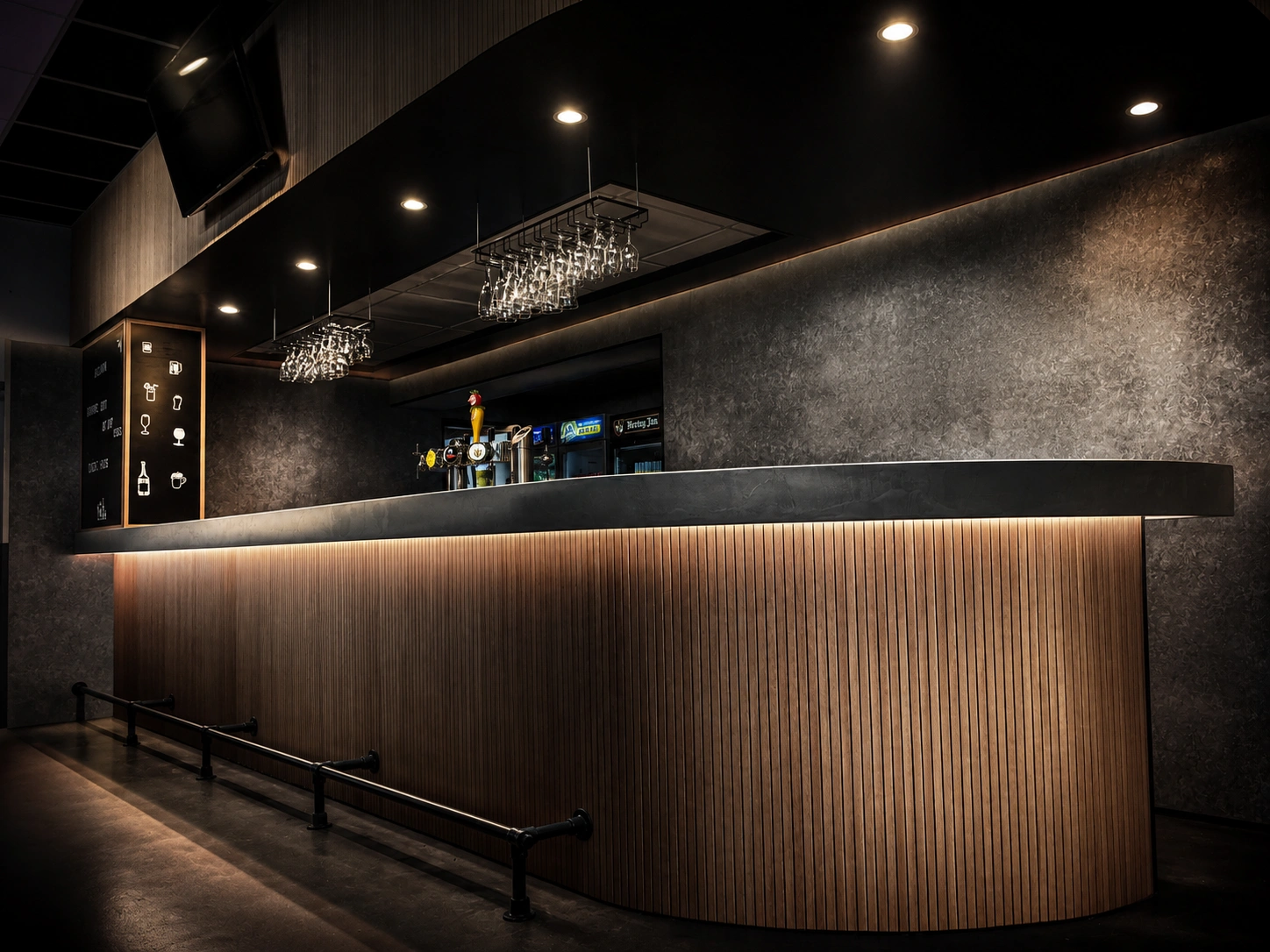 Werkzijde en tapinstallatie achter de bar